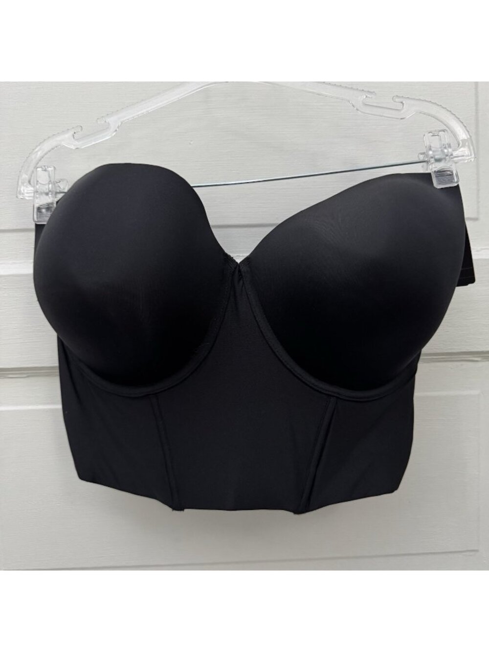 NWT Felina Body Veil Longline Strapless Bra Black 38H Bustier Underwire